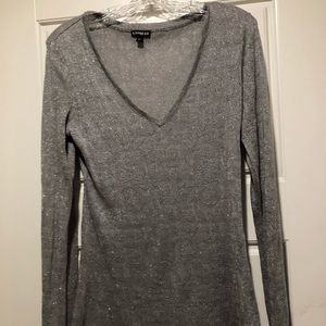 Express long sleeve silver sparkly shirt